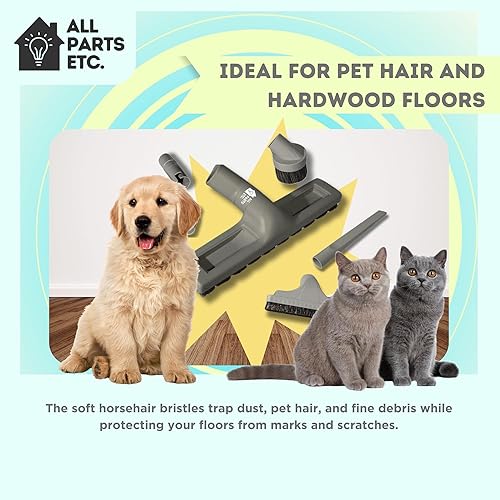 Miniatura 5 de Kit de accesorios de vacío gris de 1.25 pulgadas (1-38 pulgadas y 1-12 pulgadas), cepillo para piso y polvo, herramienta de tapicería y grietas,