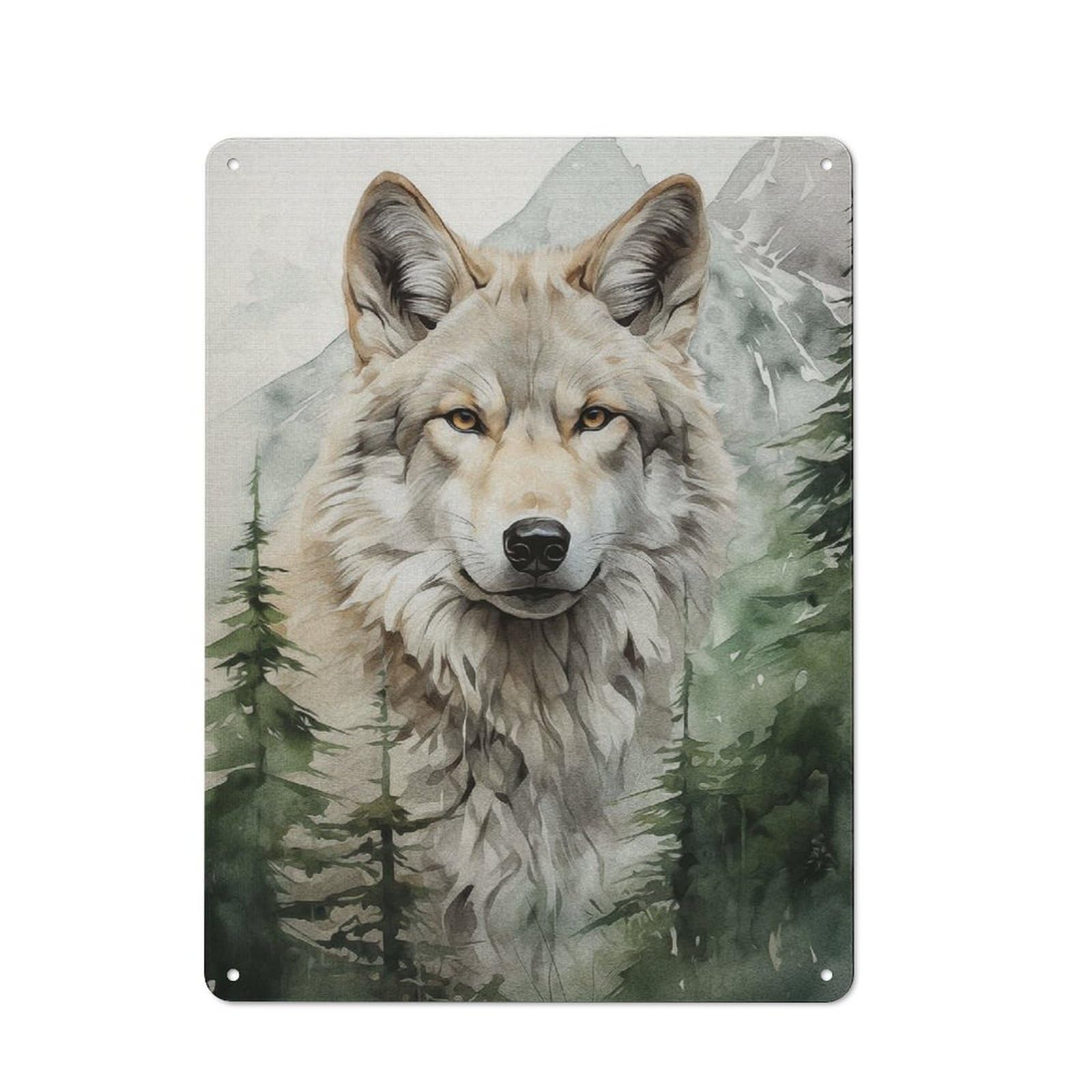 Junmoney White Wolf Retro Metal Wall Sign 40X30cm With For Pub Or Café, A Housewarming Gift For Hospitality Wall Decor Collectors