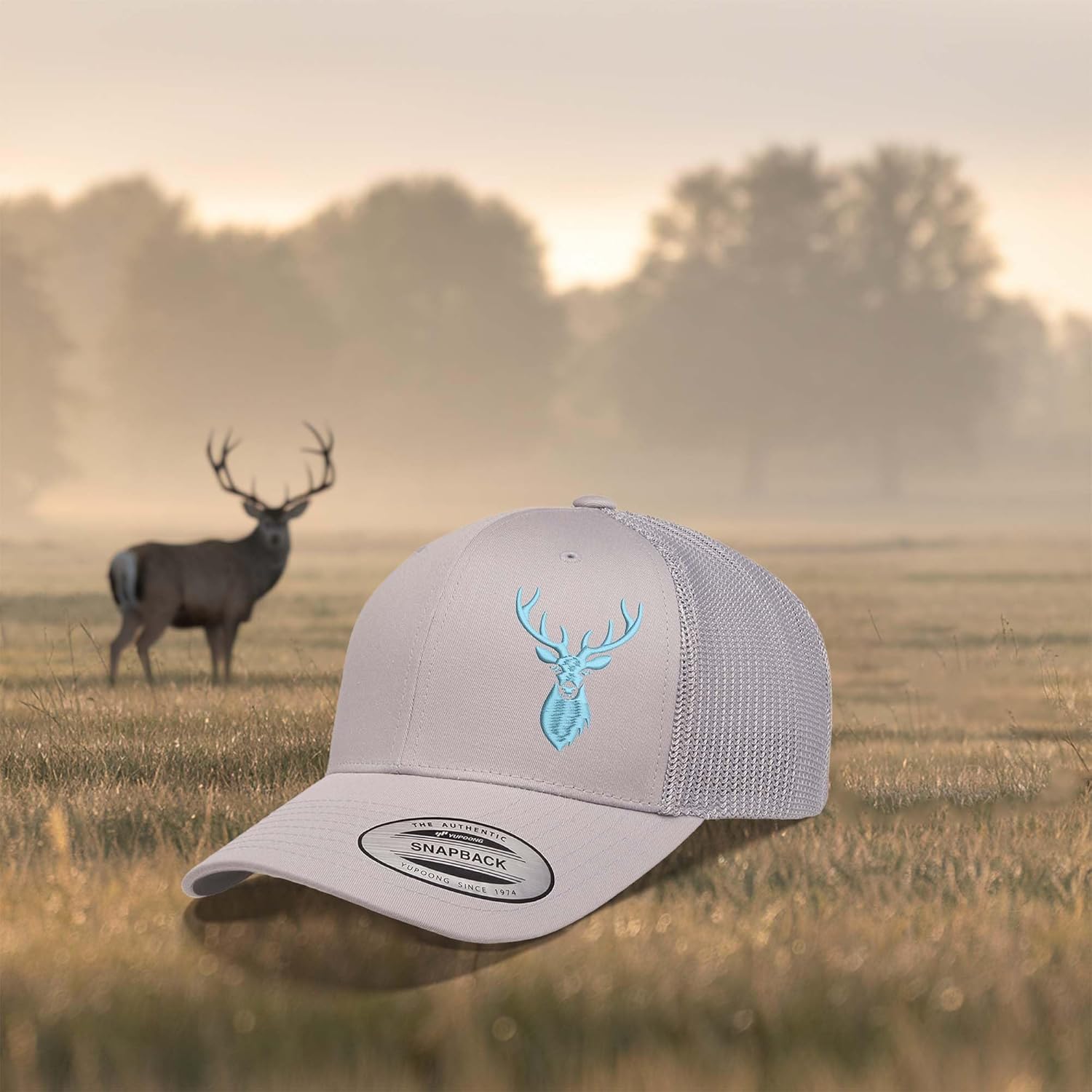 Embroidered Deer Hunting Trucker Hat for Men & Women – Adjustable Mesh Back Snapback Cap, Country Outdoor Hat