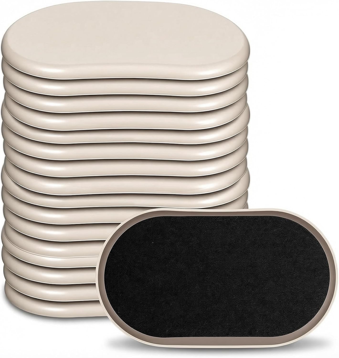 16pcs Oval Furniture Sliders, 6" x 3-1/2" Heavy-Duty Reusable Movers for Carpet & Hardwood Floors - Effortlessly Move & Protect Sofas, Tables, Cabinets