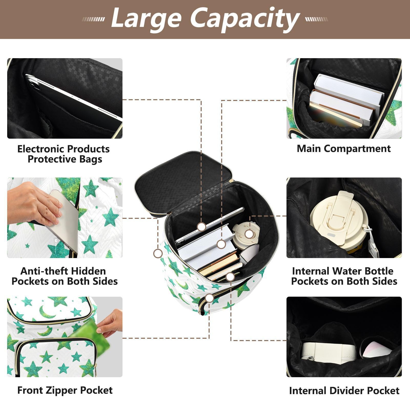 Zaino alla moda da 15 l per le donne leggero durevole versatile borsa