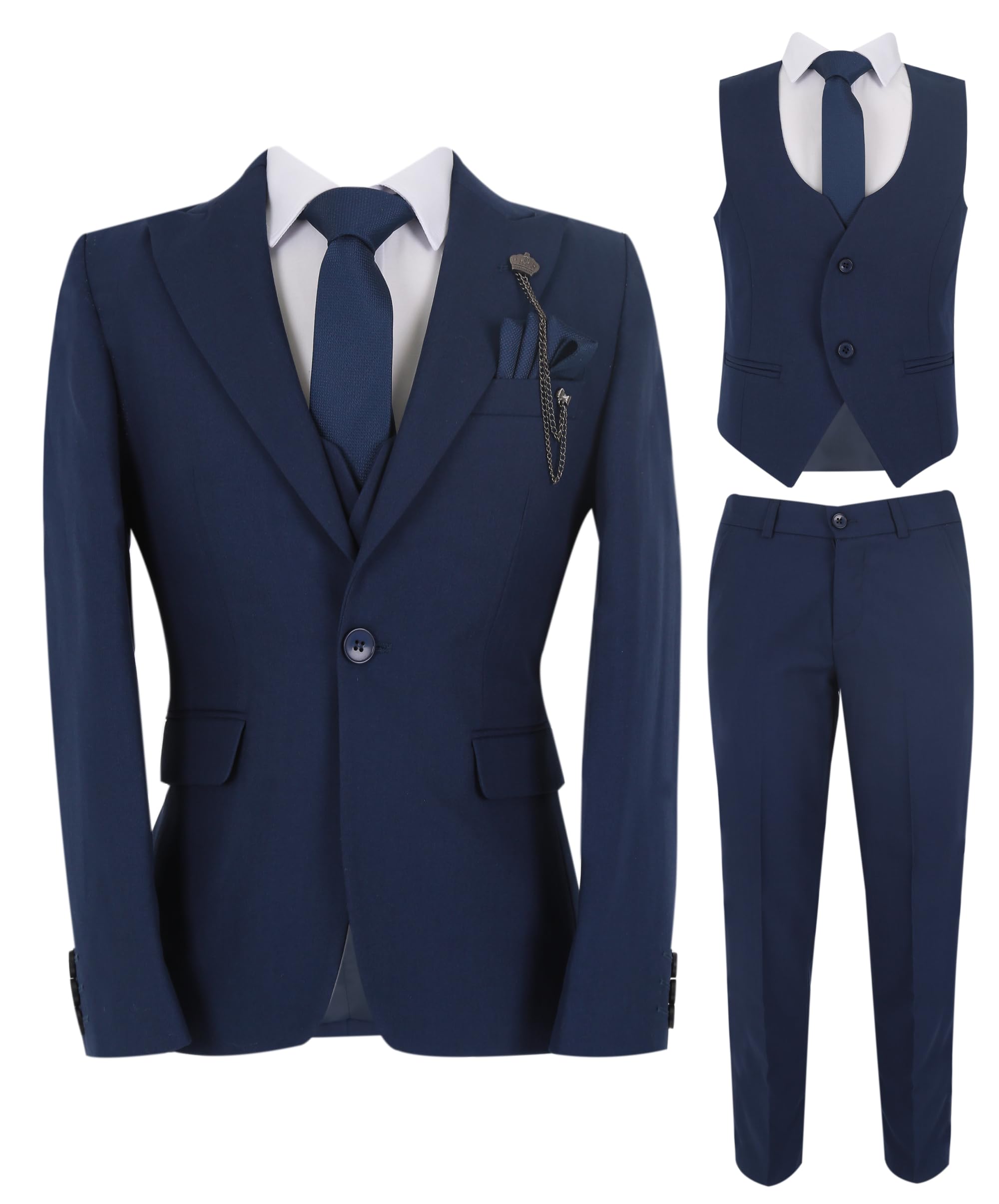 SIRRI Abiti da Sposa Slim Fit per Ragazzi, Set Completo di Abiti Formali a Spina di Pesce da 8 Pezzi