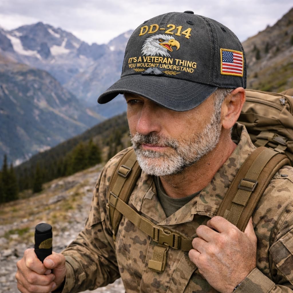 DD-214 Veteran Embroidered Hat for Men Patriotic Military Baseball Cap with Embroidered Flag, Adjustable Fit - Image 6