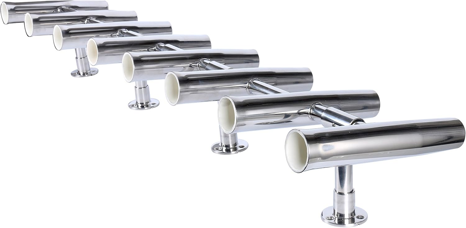 Amarine Made 8 Tube Adjustable Stainless Rocket Launcher Rod Holders , Can Be Rotated 360 Deg