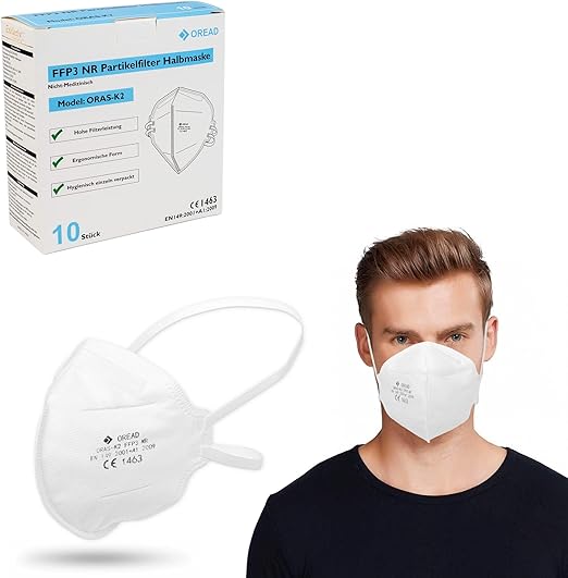 Exklusiv Chemie® NEU! 10x FFP3 Maske ohne Ventil | CE1463 Zertifizierte Mundschutzmaske ...