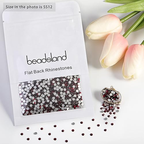 Vista 497 de Beadsland Diamantes de imitación de cristal con parte trasera plana, gemas redondas para arte de uñas y manualidades, pegamento fijo, violeta