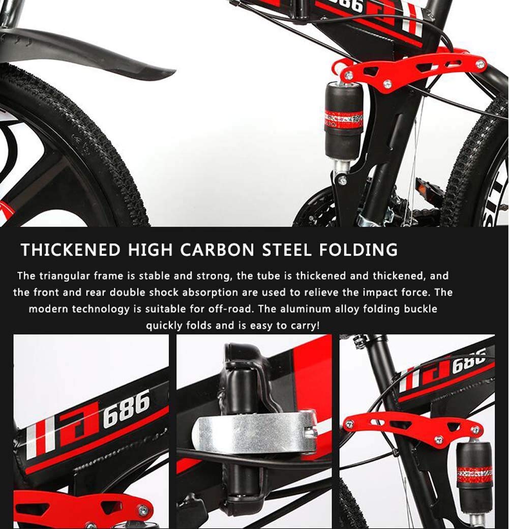 Amazon | マウンテンバイク折りたたみ自転車、26インチ21スピード