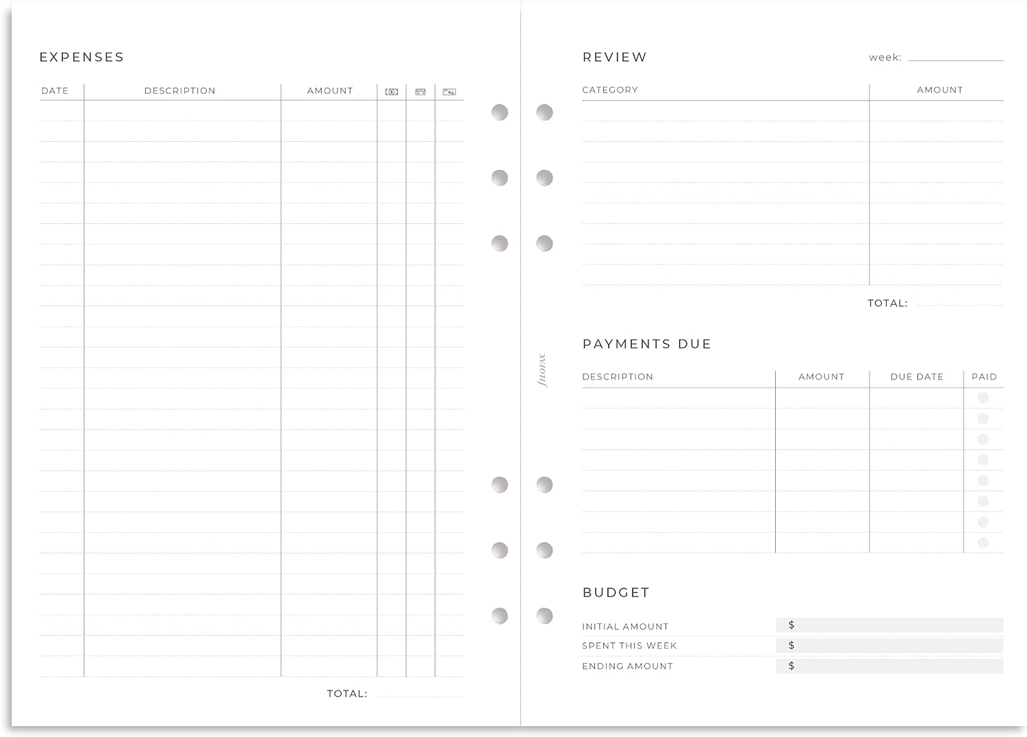 Filofax Lifestyle Refill, A5 Size, Organizer Refill, White Paper, Expense Tracker, 56 Sheets (B132851), 5.75 inches X 8.25 inches image 2