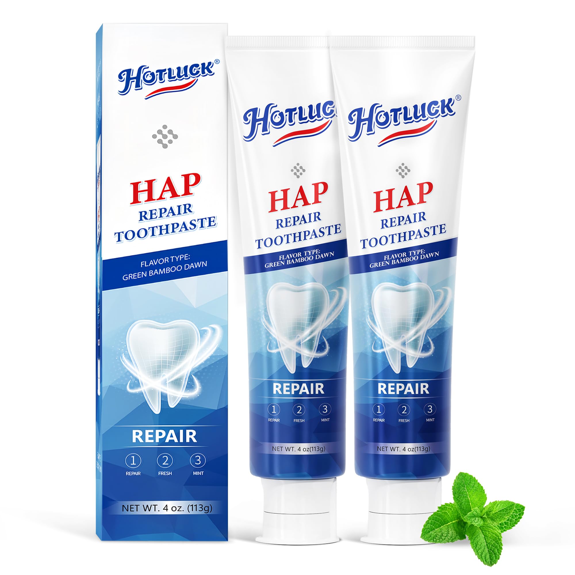 Hotluck HAP Fluoride Free Toothpaste?Nano Hydroxyapatite Toothpaste?Enamel Repair & Remineralization?Whitening?Fresh Breath?Natural Mint?4oz (Pack of 2)