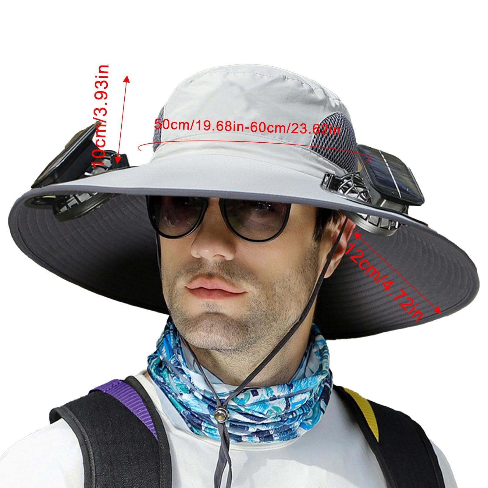 Cappello da Sole a Tesa Larga con Ventilatore Solare USB - Cappellino Pesca con Ventola per Uomo Donna Estivo