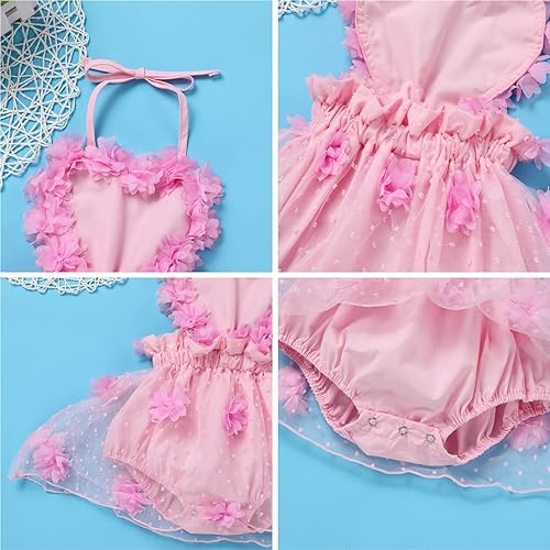 Miniatura 4 de Traje de bebé niña primer cumpleaños traje de encaje tul mameluco princesa tutú vestido de un año cumpleaños pastel Smash fotografía ropa