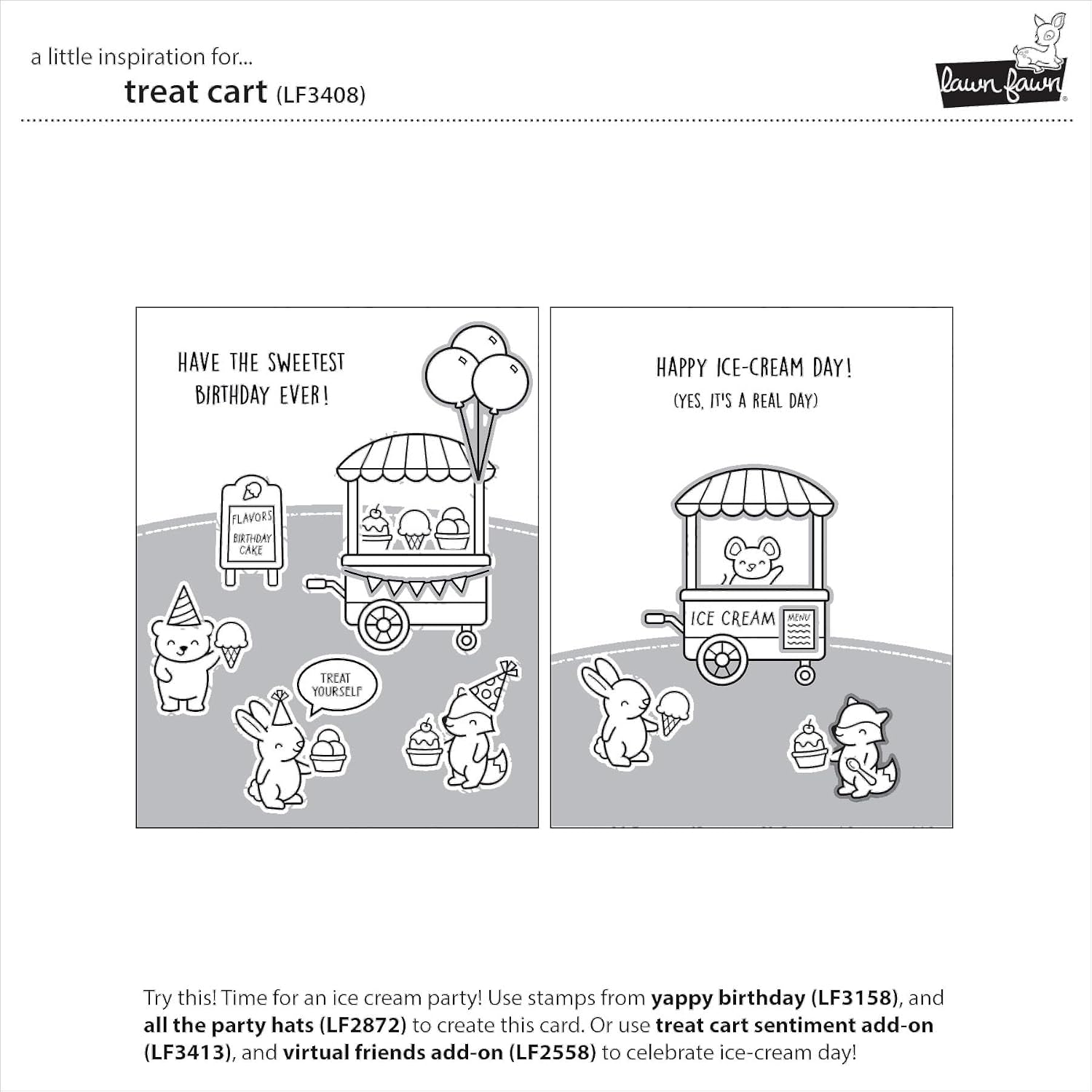 Lawn Fawn LF3408 Treat Cart 4X6 Clear Stamp Set