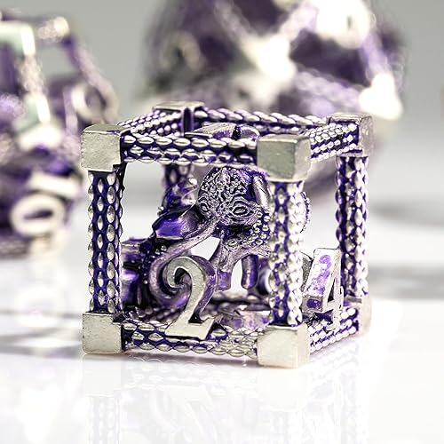 Miniatura 70 de D&D - Juego de dados de metal, 7 piezas poliédricos para Calabozos y Dragones, juegos de rol, juegos de mesa, juego de rol Shadowrun – Regalo hueco