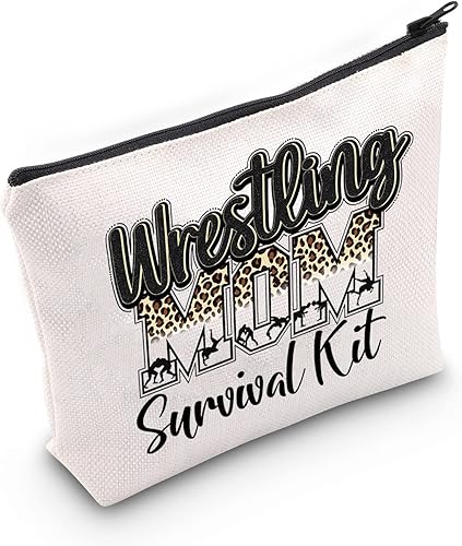 LEVLO Bolsa de cosméticos para mamá de lucha, regalo de lucha libre, kit de supervivencia para mamá, bolsa con cremallera, bolsa de mercancía de