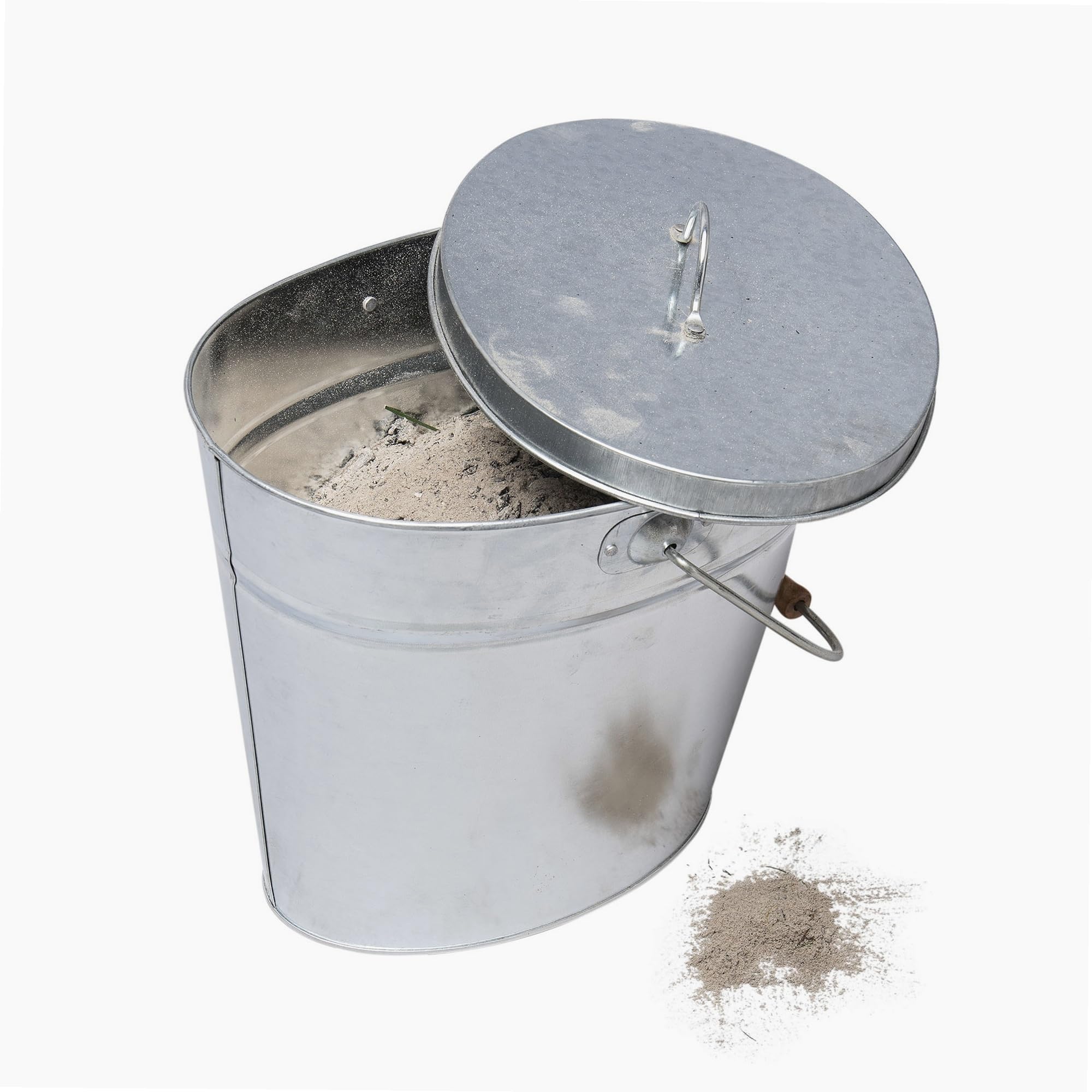 Cubeta de ceniza de metal galvanizado WERKA PRO con tapa y asa