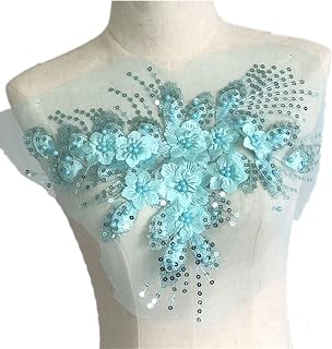 Tulle Applique Patches, Lace Applique Embroidery Mesh Sew-On Patches for Wedding Dress Decor Red 37x30cm Pack of 3