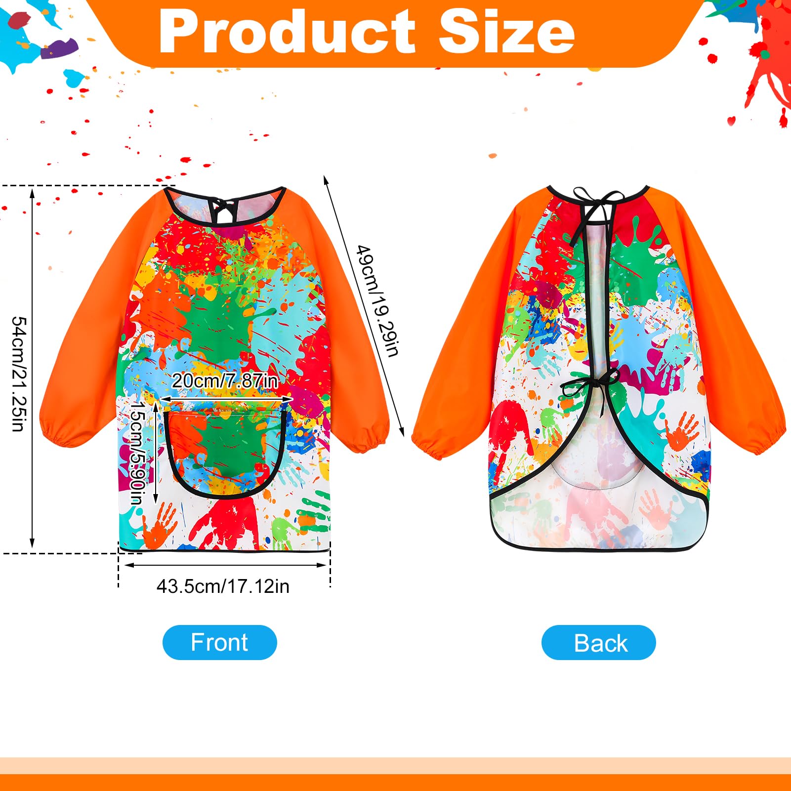 GSrenyu 2 Pcs Kids Painting Apron, Waterproof Child Art Smock with Pocket - Image 2