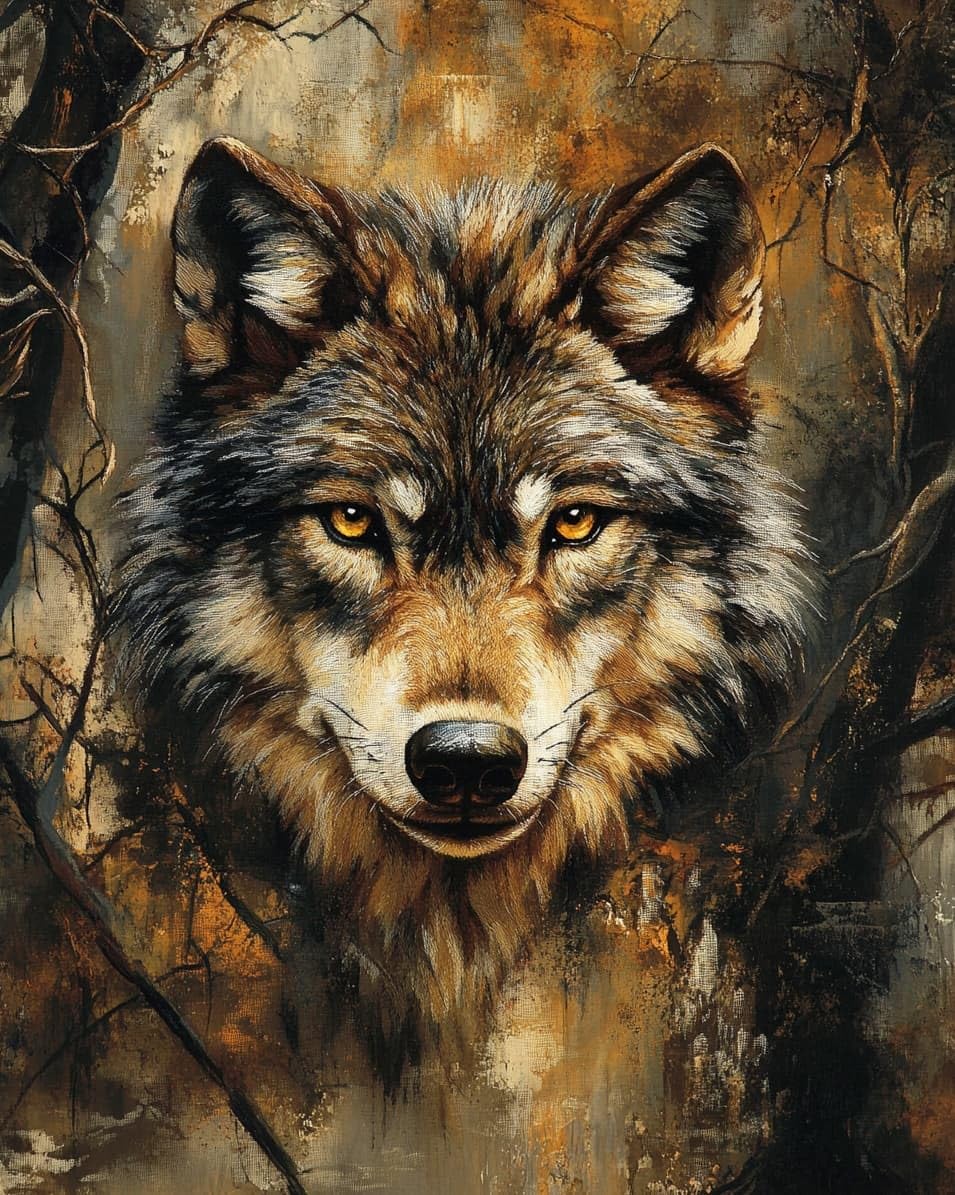 WallustrioaW Printed Cross Stitch Embroidery Patterns,Animal Wolf,DIY 11CT Cross Stitch Embroidery Kits Craft Hobby Gift for Adults,40x50cm