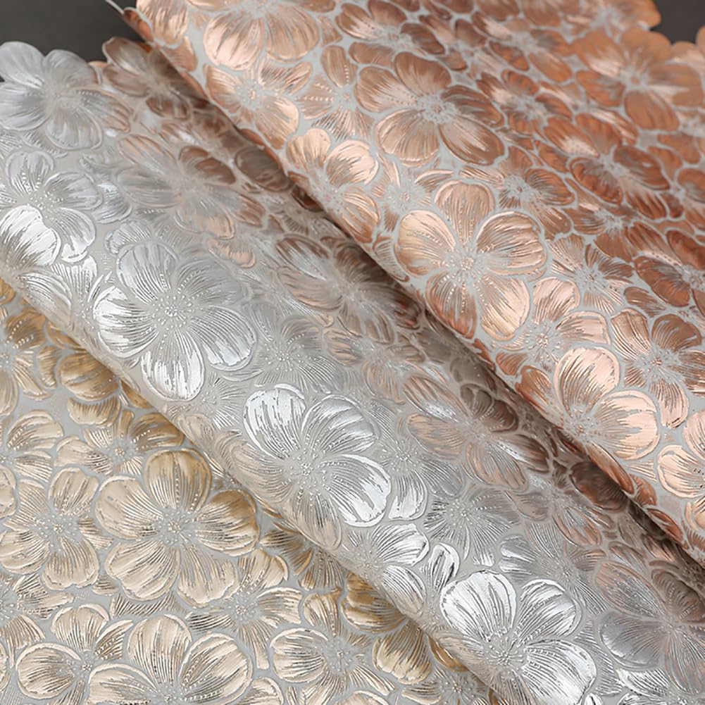 Mignon De Conception De Fleurs PVC Placemat pour Table À Manger - 38 Cm (14,9 Pouces) Mat De Lieu Créatif Rond, Tapis De Table Floral Décor, Décor Artistique Décor De Café Tapis,Argent,16pcs