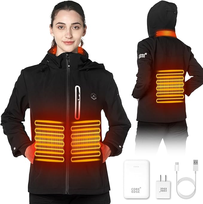 COREEDGE Veste chauffante pour femme, manteau chauffant électrique pour femme