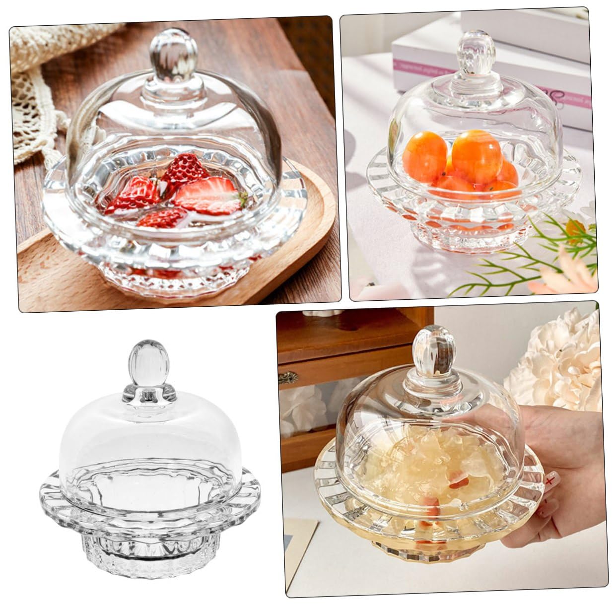 VANZACK Glasschüssel Funktionale 110ml mit Deckel Durchsichtige Kleine Eisbecher Elegante aus Sicherem Glas für Party und Tischdekoration