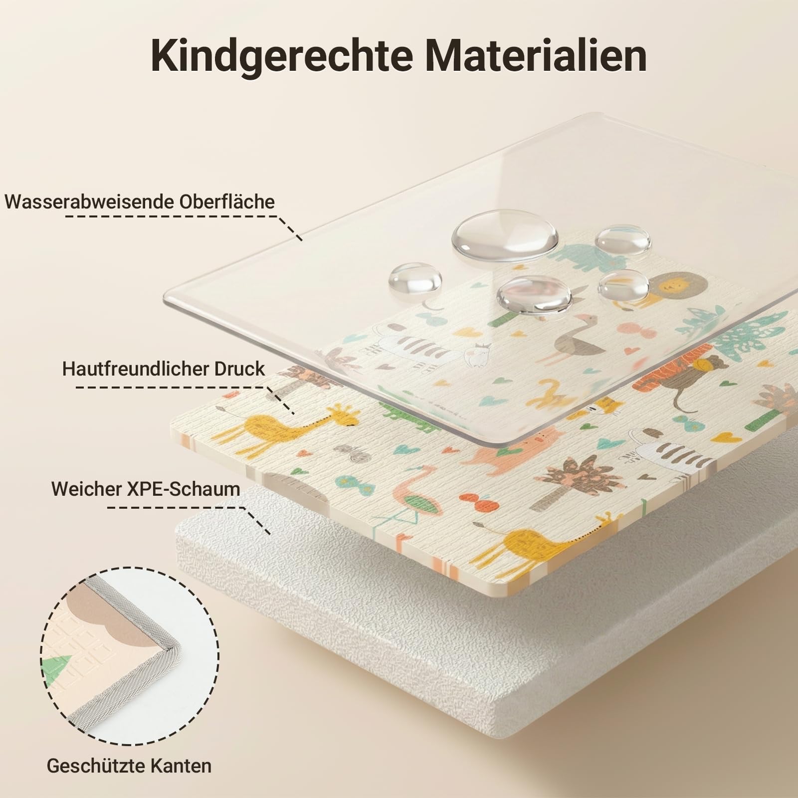 COSYLAND Krabbelmatte Baby Faltbar 120x180x1cm - Doppelseitige XPE Spielmatte Baby mit Schlafenden Tieren & Fuchs Bär Motiven, Weiche Babymatte Spielteppich für Kinder, Babygeschenk
