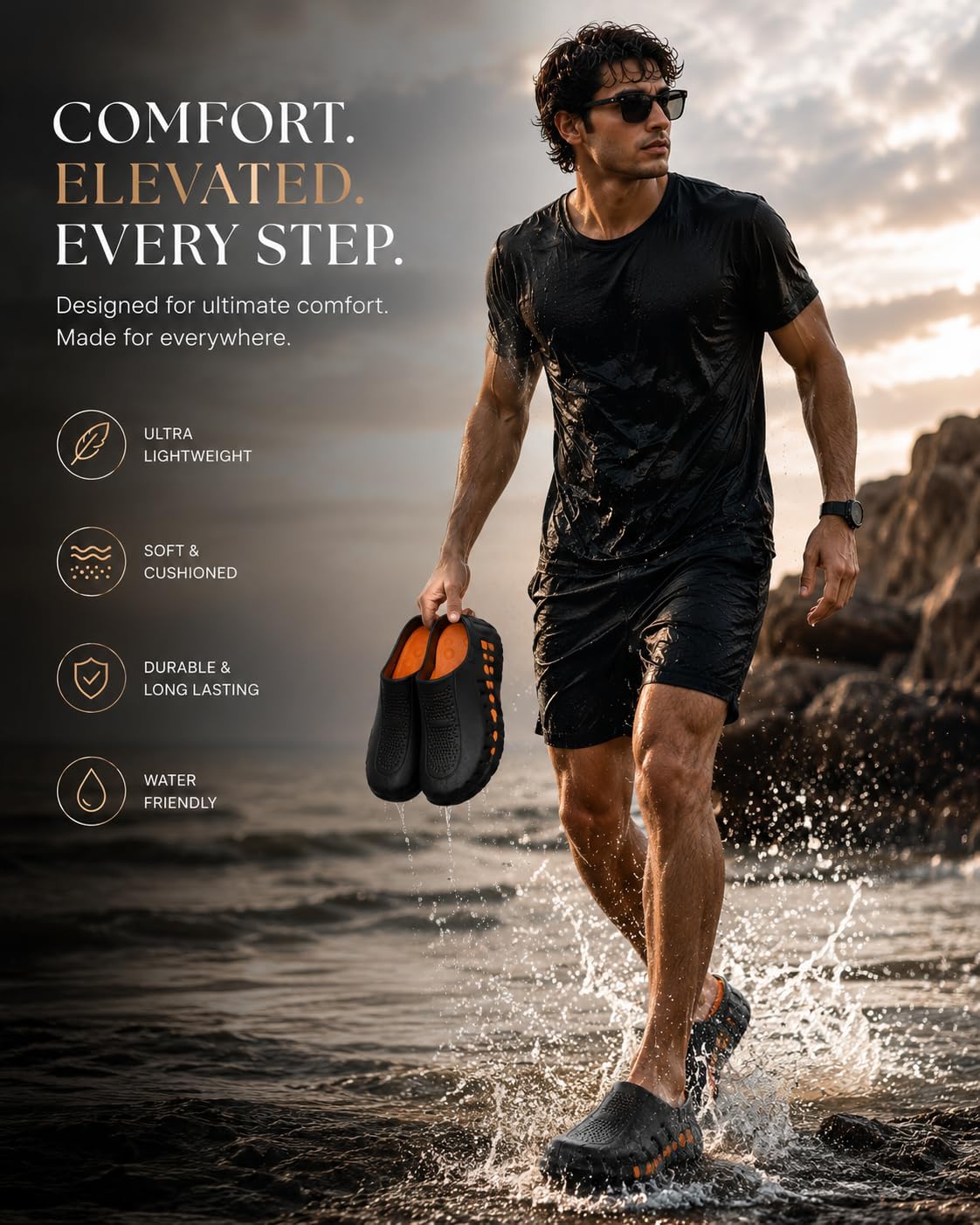 Men's EVA Massage Clogs - Ultra-Lightweight Barefoot Slippers | Breathable Summer Outdoor Sandals for Garden, Beach & Shower (Multicolor)