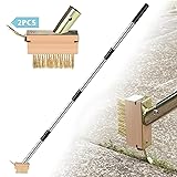 GADFlSH Manual Crevice Weeding Tool, Crack Weeder with 2 Weed Brush Heads, Crevice Weeding Hook with Adjustable Steel Handle for Patios, Decks & Garden Paths