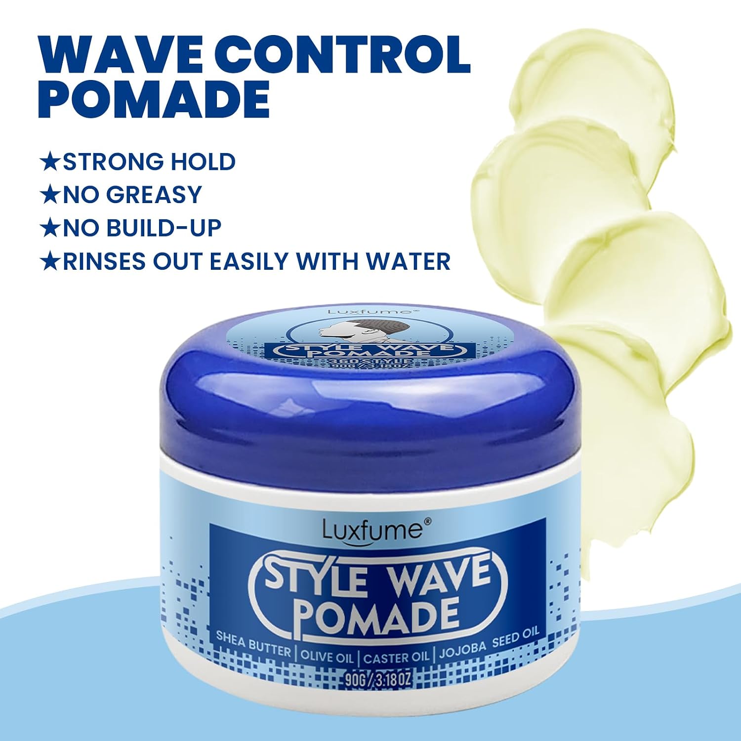 Pomade for Men, 360 Wave Training and Wolfing Grease, Natural Wave Butter Cream with Shea Butter and Jojoba Seed Oil for Layered Waves, Moisture, Control and Silky Shine