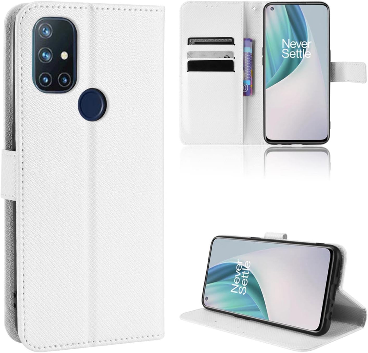 Étui Book Pour OnePlus Nord N10 5G – Flip Cover En Cuir Noir Avec Support Adhésif Et Protection Caméra