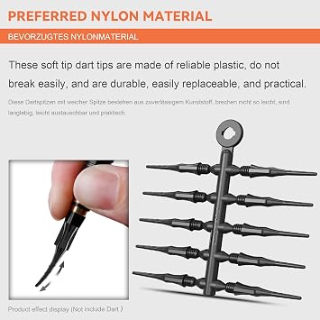 CyeeLife Fit Point Plus Tip | Soft Tip Dart Points | 2BA Thread | Dart Accessory | 50 Count