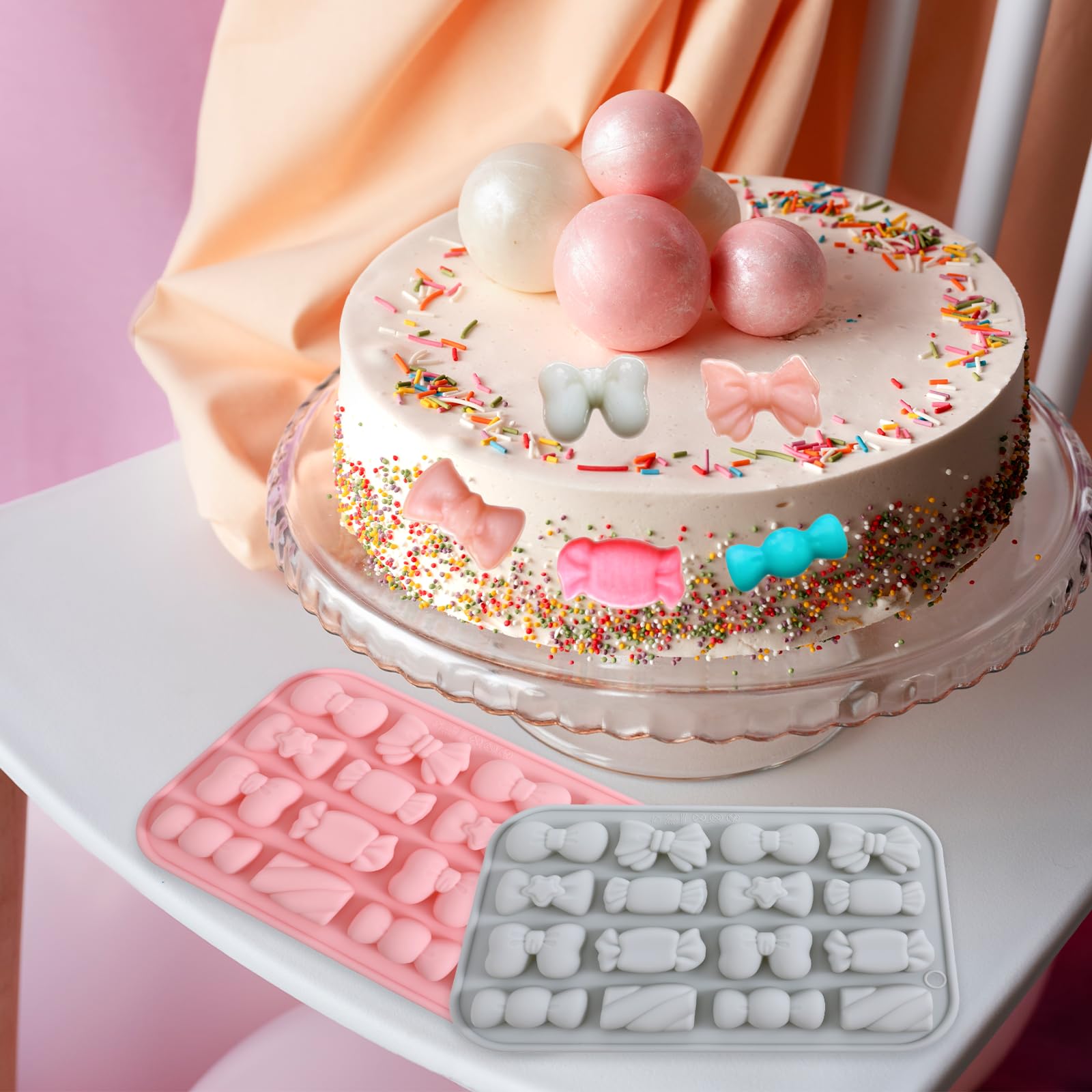 Lot De 2 Moules En Silicone En Forme De Nœud, Pour Chocolat, Fondant, Gâteau, Artisanat, Bonbons, Fournitures De Pâtisserie, Décoration (carré