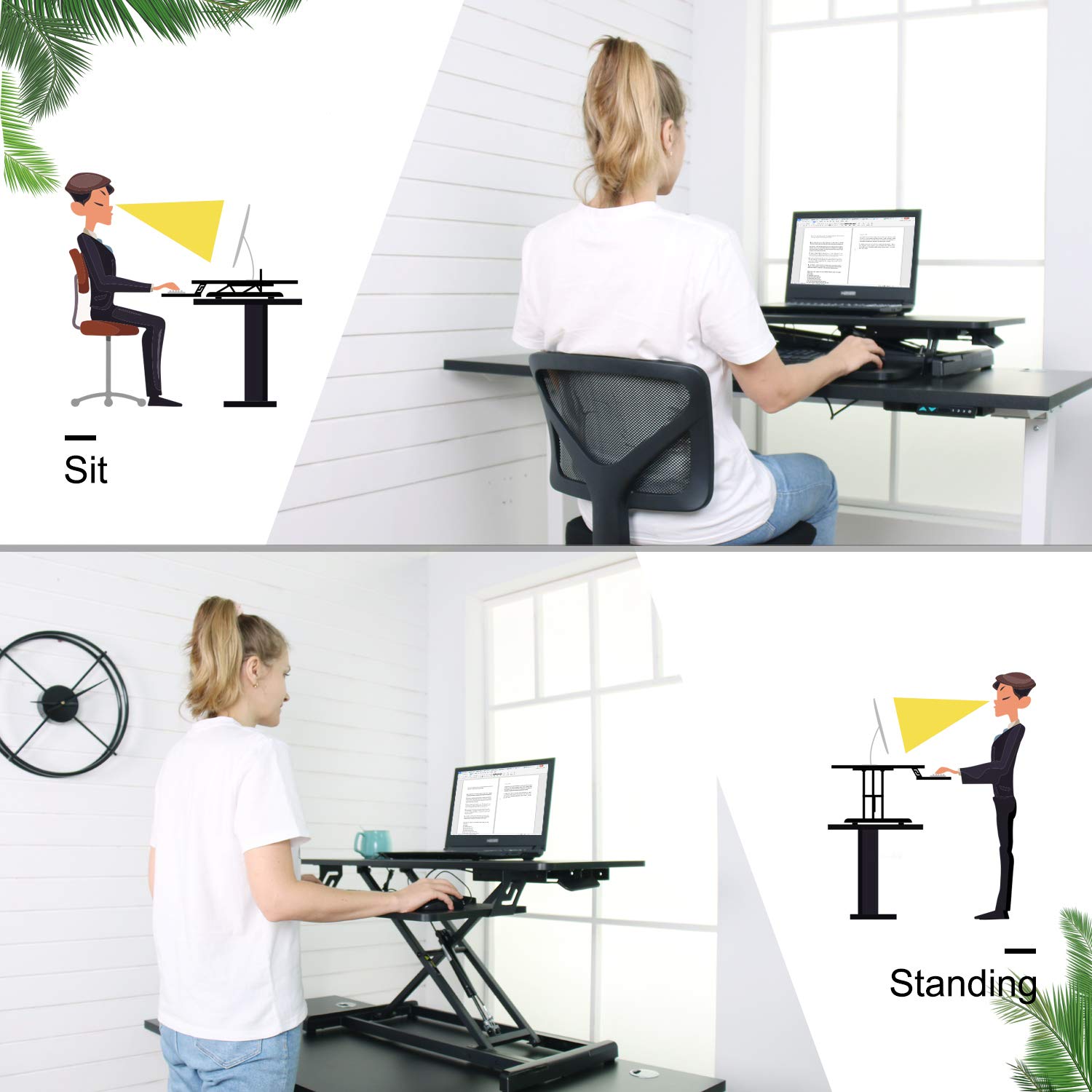 Standing Desk Converter Adjustable Height Desk Riser, Sit Stand Desk