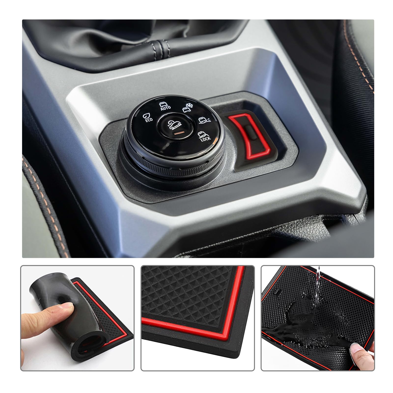 LFOTPP Compatibel met Dacia Duster 3 III 2024 2025 Anti-slip rubbermatten set, middenconsole bekerhouder anti-stof antislip matten Duster III P1310 accessoires (Zwart