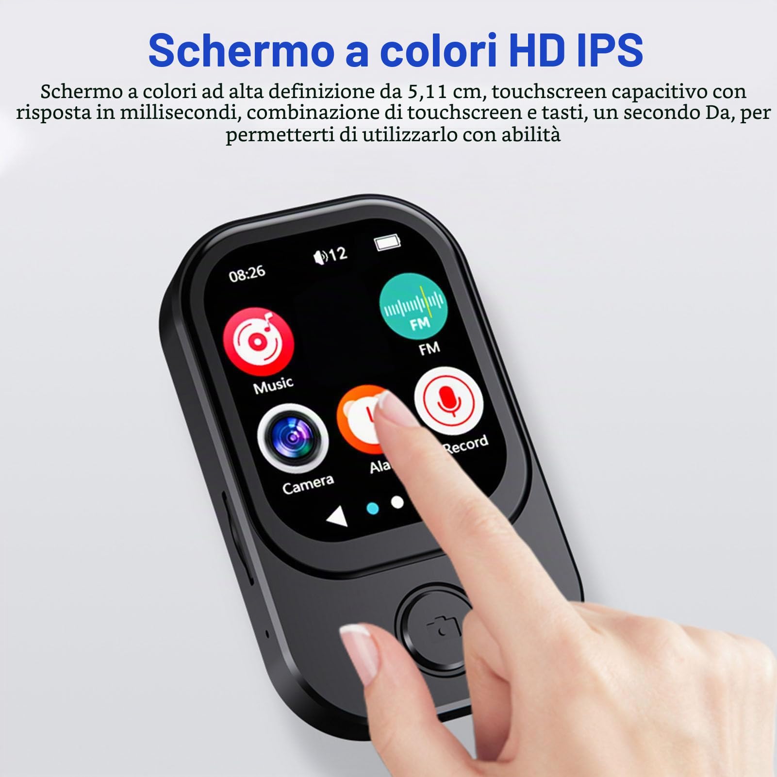 Denash Player MP3 con Bluetooth e WiFi, Lettore MP3 Portatile con Fotocamera, Altoparlante HiFi, Lettori di Musica Touch Screen 2.01 con Emetti (32 g di Piccoli schede di Memoria)
