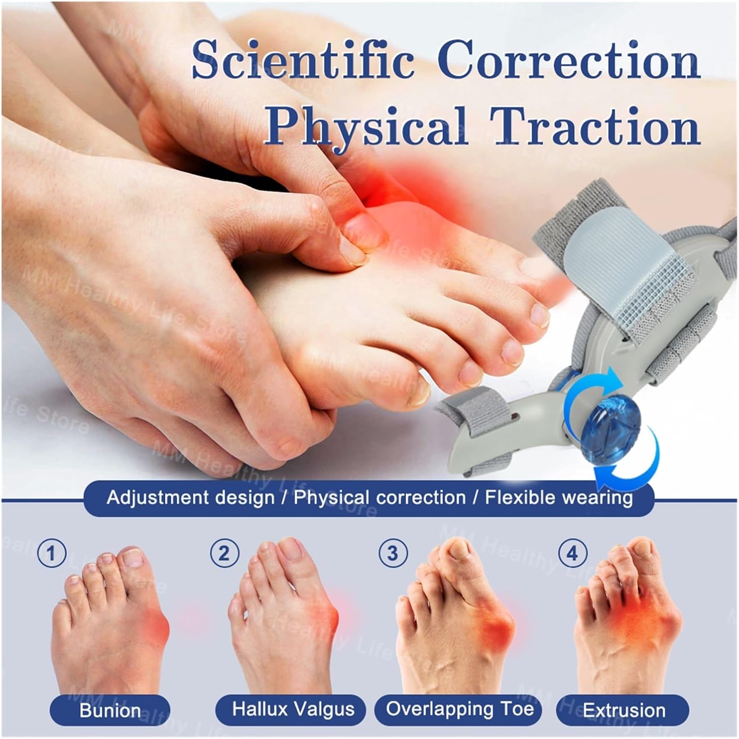 Adjustable Hallux Valgus Big Toe Corrector Orthopedic Bunion Corrector Splint Toe Braces Toe Separator Pedicure Finger(Type a)