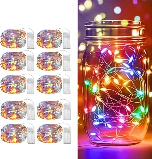 10 Pack Colorful Fairy Lights Battery Operated, 30 LED String Lights with Flexible Wire for DIY Crafts, Wedding, Party, Bedroom & Holiday Decoration (Multicolor,10pcs)