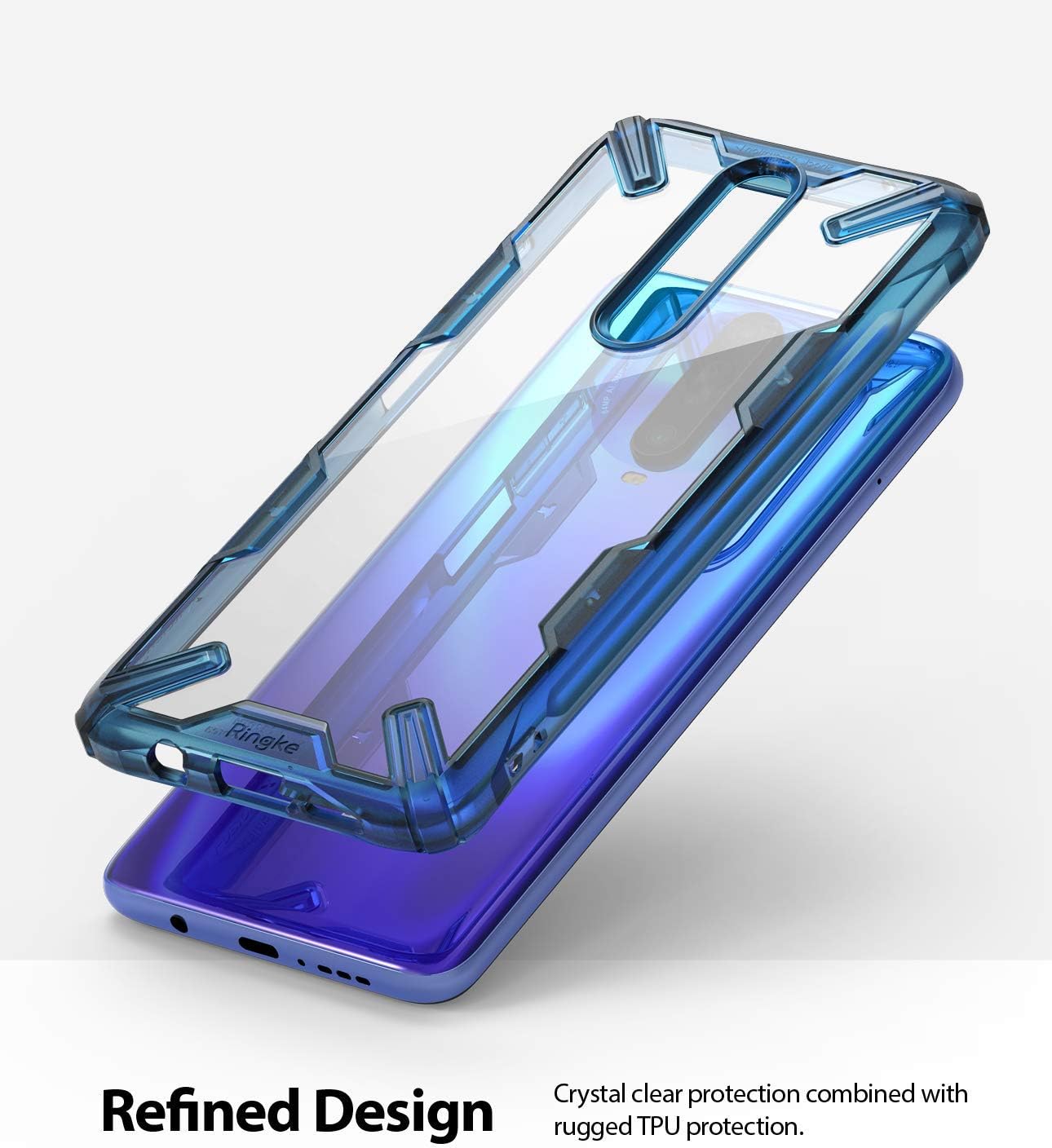 Ringke Fusion-X Compatible with Redmi K30 Case, Poco X2 Model Case, Clear Back Heavy Duty Shockproof TPU Rugged Bumper Phone Cover - Space Blue