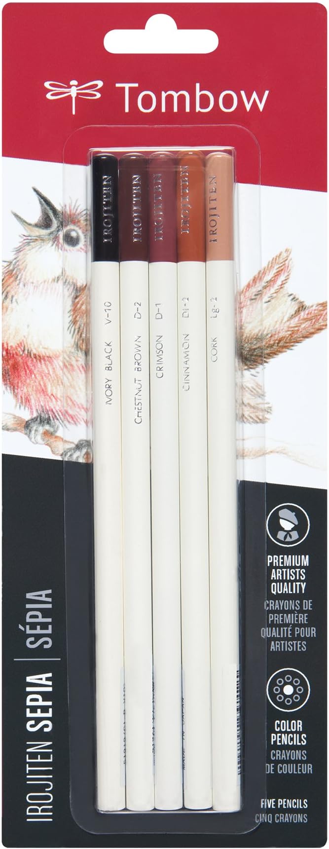 Tombow Irojiten Colored Pencils, Sepia, 5-Pack