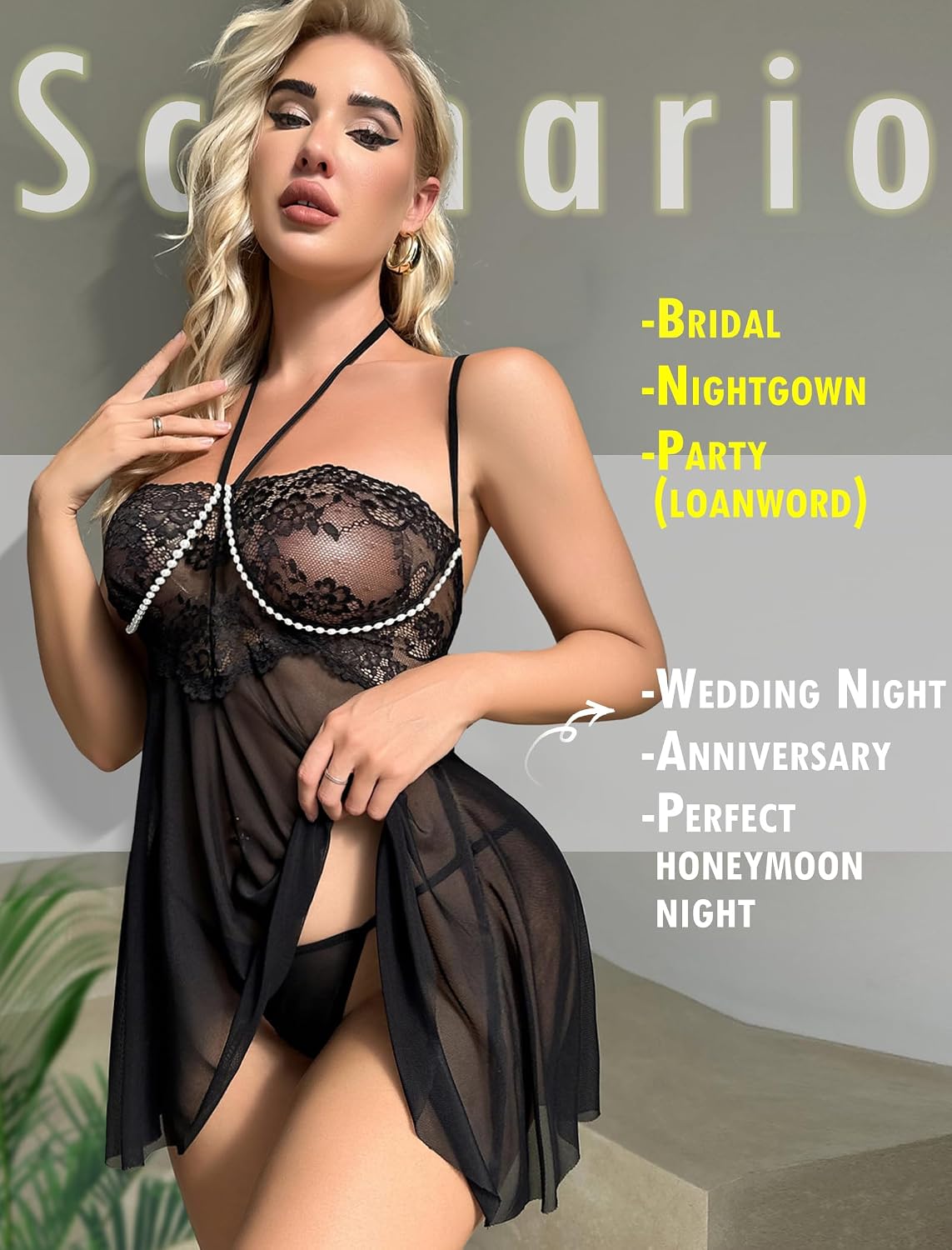 Women Lace Lingerie Sexy Babydoll V Neck Chemise Exotic Nightgowns