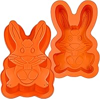 Vista 8 de Webake Moldes de silicona para pasteles de conejo de Pascua para hornear, lindos moldes de conejo rompibles de chocolate 3D para tartas, juego de 2