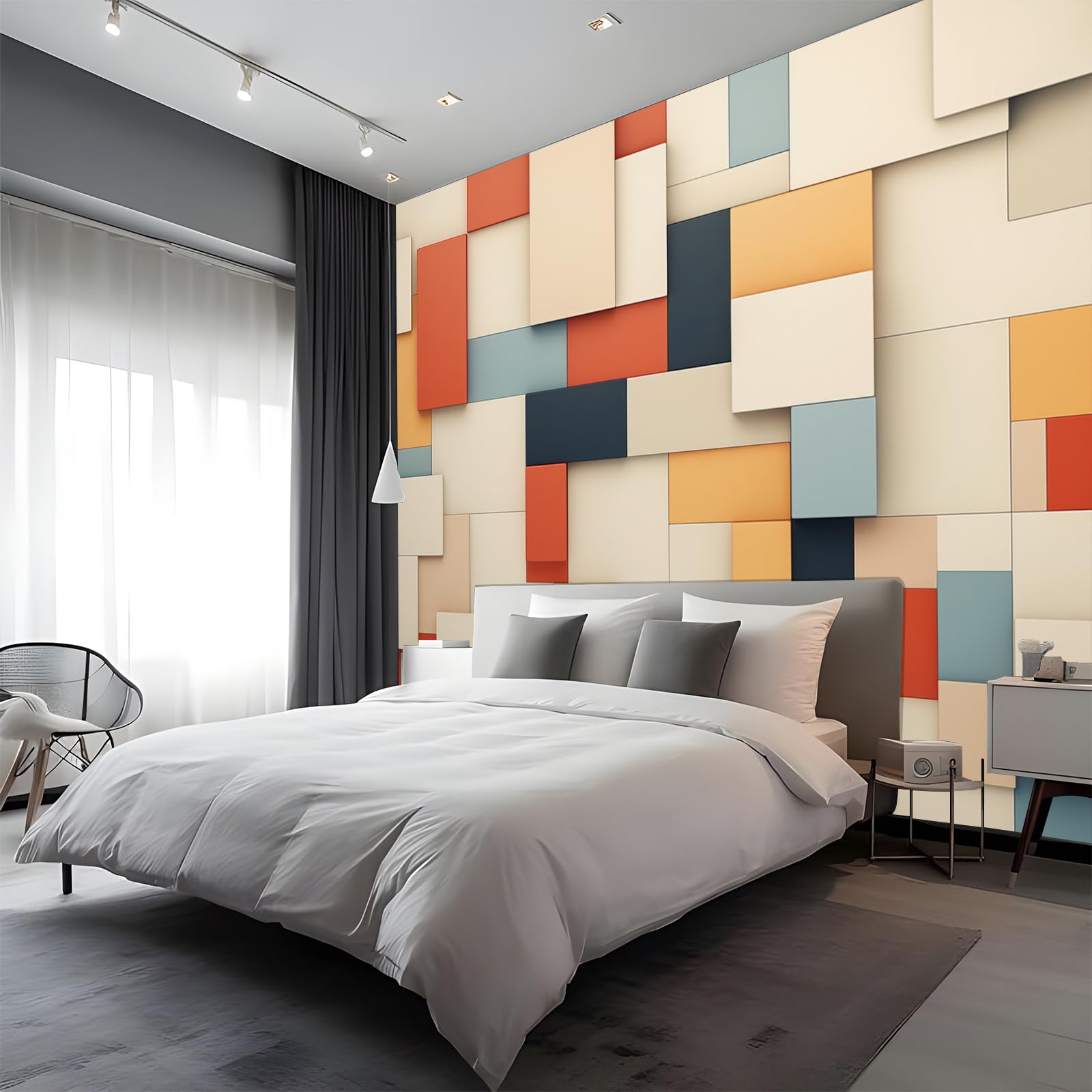 Geometry Photo Wallpaper, Minimalist Style 3D Effects Wall Mural, Peel and Stick Wall Murals, Large Photo Wallpaper for Living Room Bedroom Dormitory Hotel Themed Rooms 300 x 210 cm