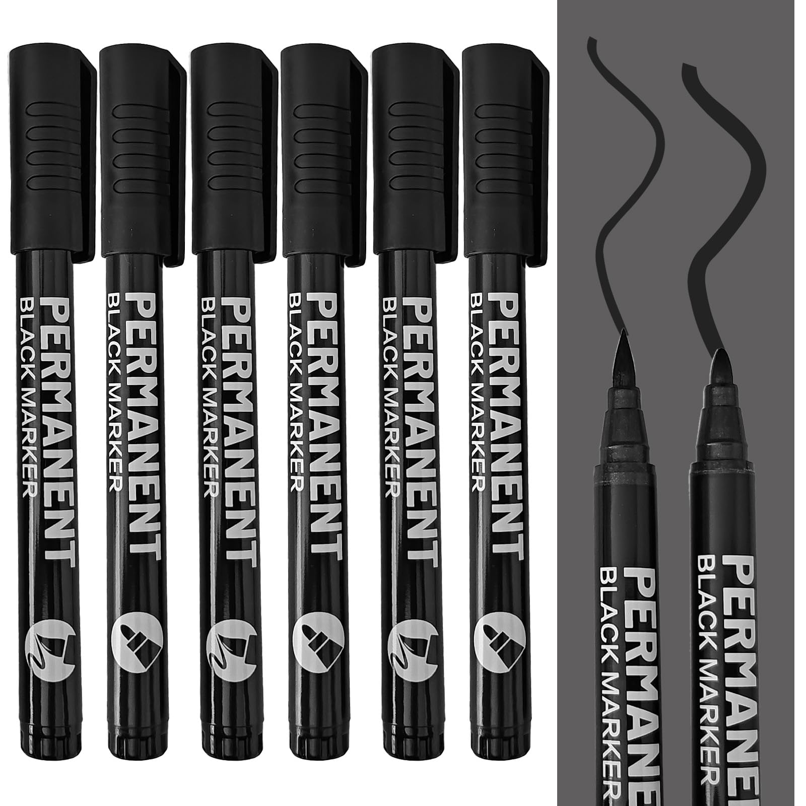 6 PCS rotulador permanente negro, ropa textil, punta fina, marcadores pizarra blanca, rotulador textil permanente blanco, negro pro magnum