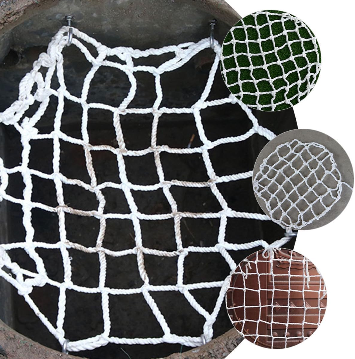 4pcs Round Mesh Well Cover Nets Fall Prevention Safety Netting for Sewer Inspection Wells, Sturdy Polyester Wire Circle Protective Net for Drainage Security