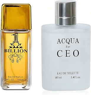 1 Billion&Acqua CEO White Combo Men's Cologne- Eau De Toilette Spray Perfume, Fragrance For Men- Daywear, Casual Daily Cologne Set 3.4 Oz Bottle- Ideal EDT Beauty Gift for Birthday, Anniversary
