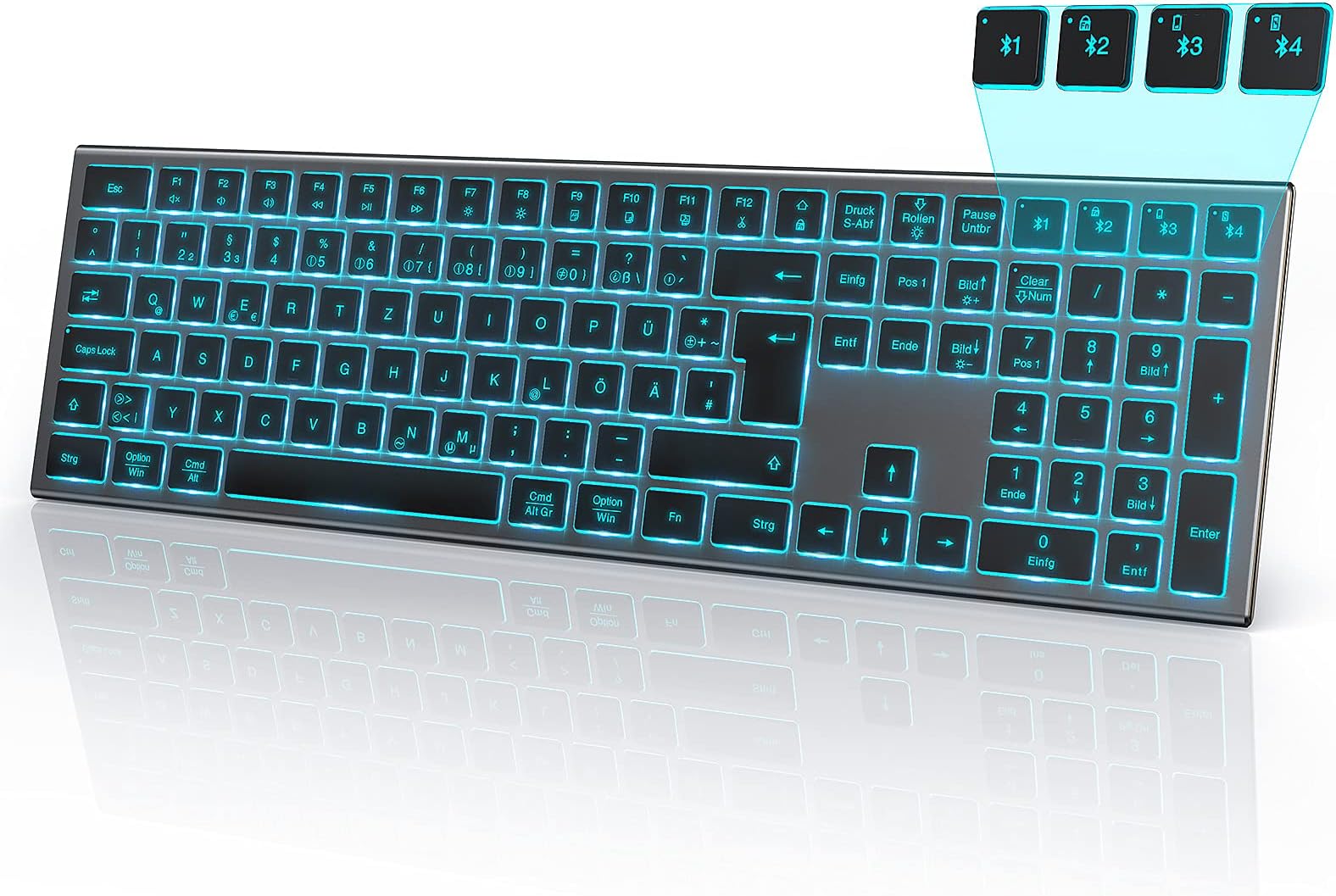 seenda Beleuchtete Bluetooth Tastatur für Laptop/Tablet/PC/Handy, Kabellose Wiederaufladbare