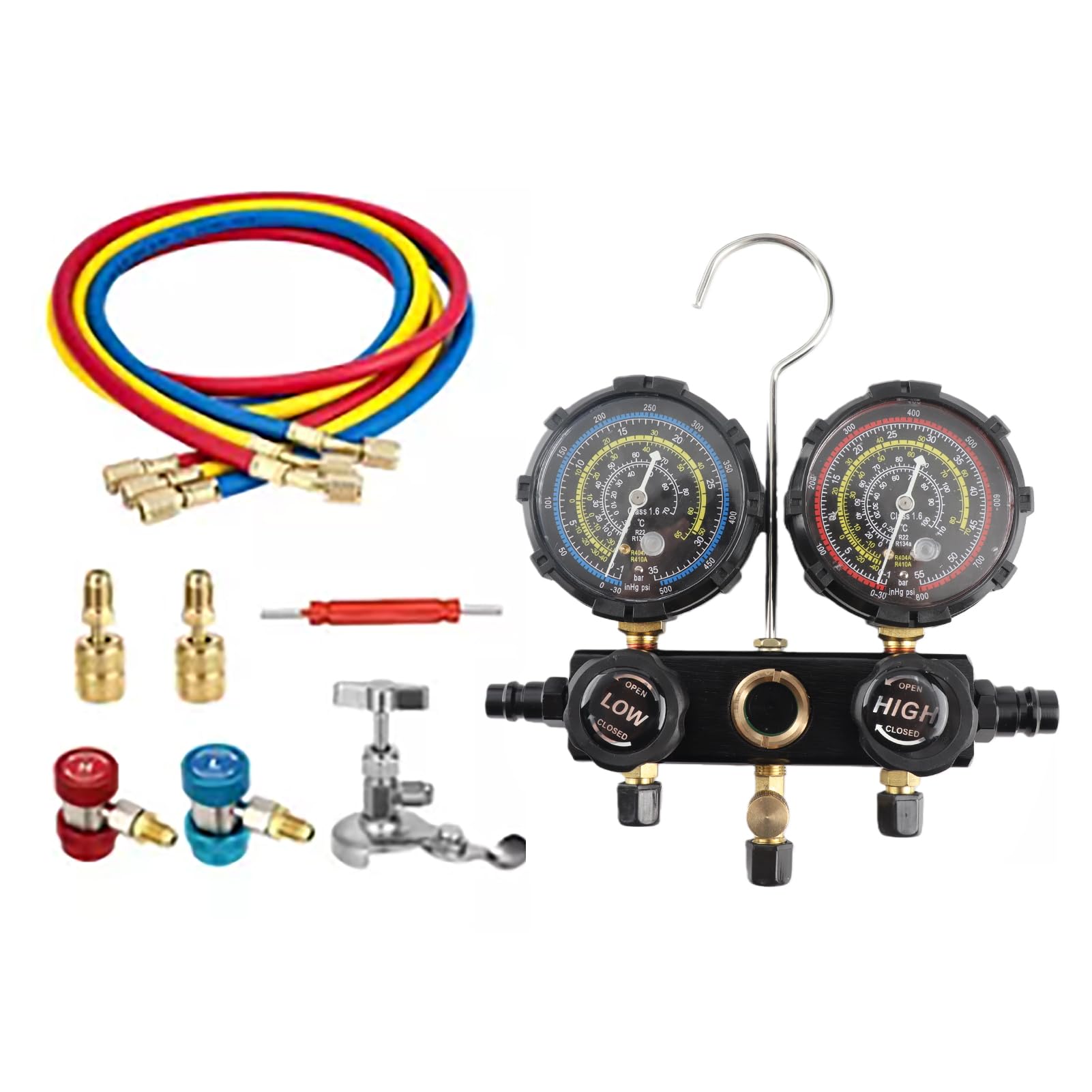 Kit de manómetro de CA R410A, medidor de refrigerante preciso y fiable para el mantenimiento del hogar y el coche, metal ABS, 1 juego