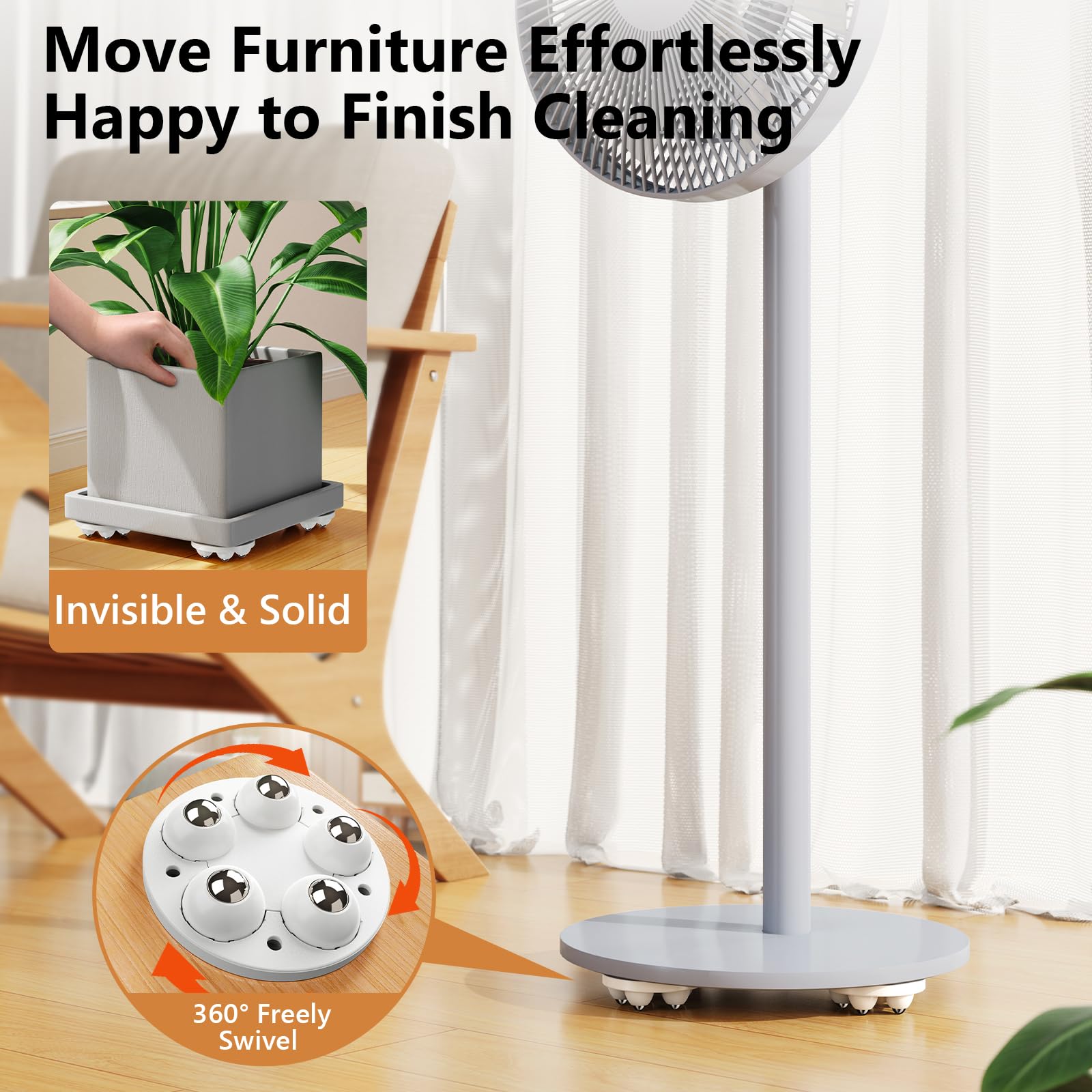 Self Adhesive Caster Wheels 2 Inch, 360 Swivel Universal, Mini Low Profile for Furniture, Storage Box, Coffee Maker, PC (4 Pcs)