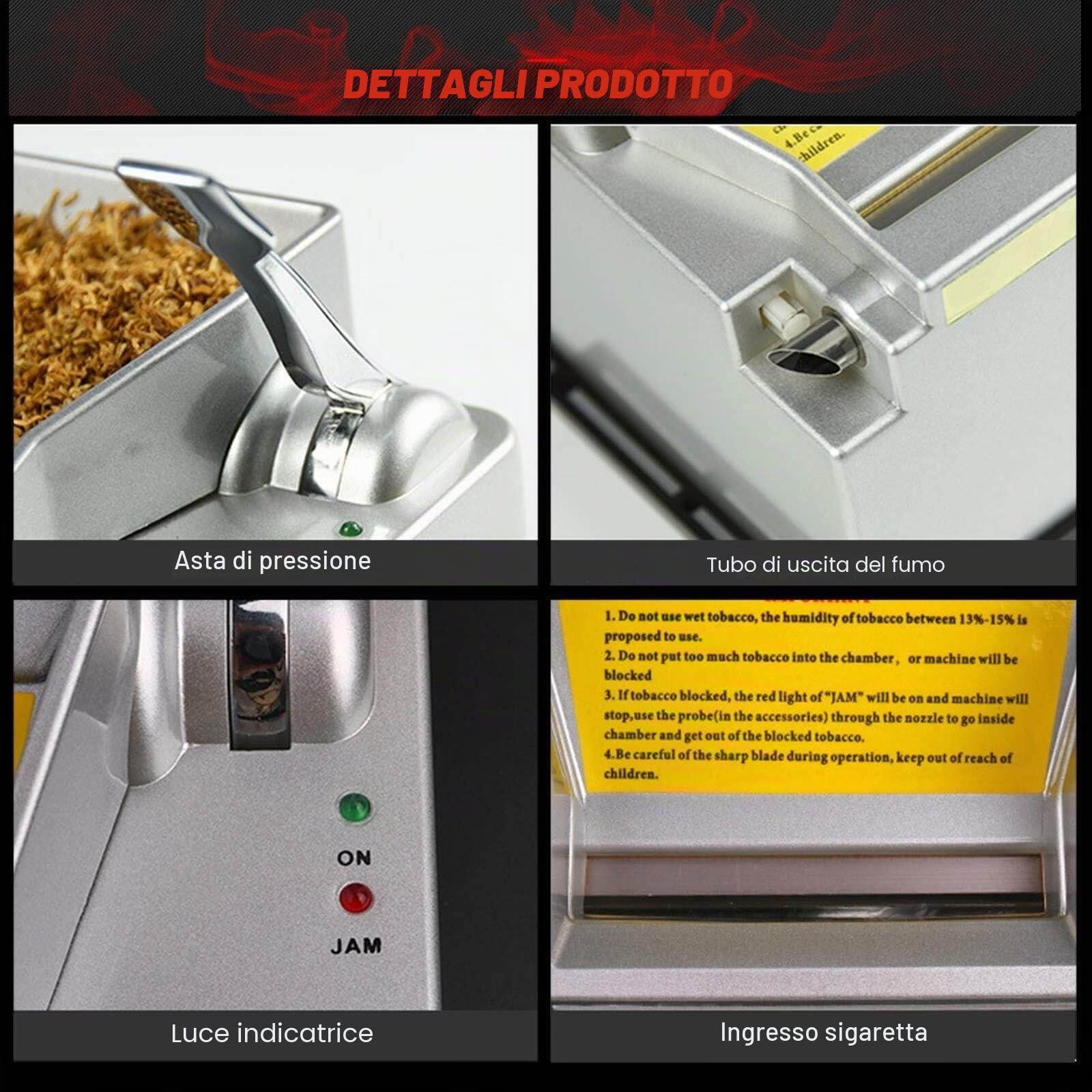 Macchina elettrica per rollare sigarette, completamente automatica, modello 8.0, con custodia, indicatore luminoso, regalo per marito e papà, design leggero e resistente