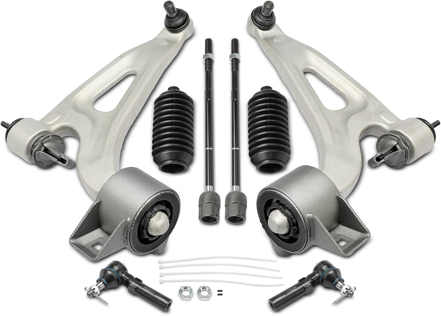 A-Premium Set of 8, Front Lower Control Arm, Inner Outer Tie Rod End, Compatible with Ford Freestar 2004-2007, Mercury Monterey 2004-2007